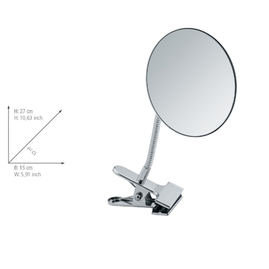 WENKO 22195100 - Espejo de maquillaje CLIP 15x27 cm cromo brillante