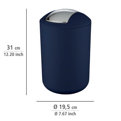 WENKO 22521100 - Papelera BRASIL 19,5x31 cm azul/cromado brillante