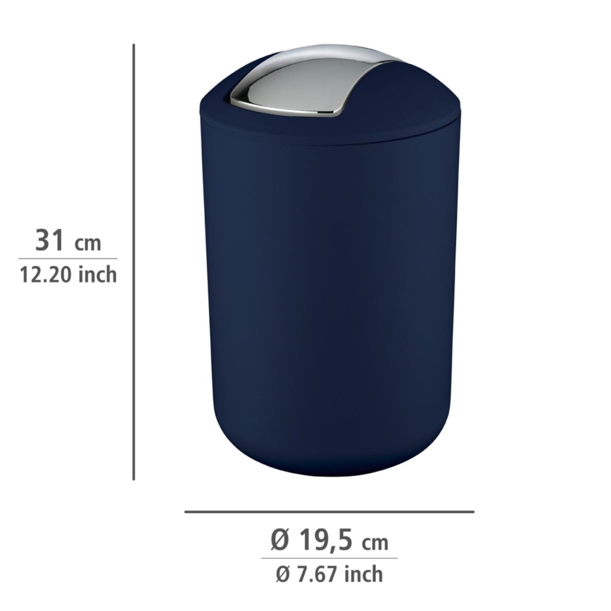 WENKO 22521100 - Papelera BRASIL 19,5x31 cm azul/cromado brillante
