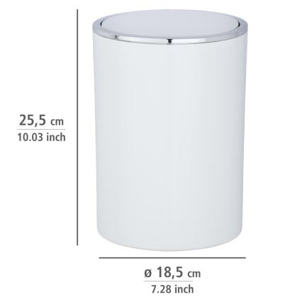 WENKO 22554100 - Papelera INCA 18,5x25,5 cm blanco/cromo brillante