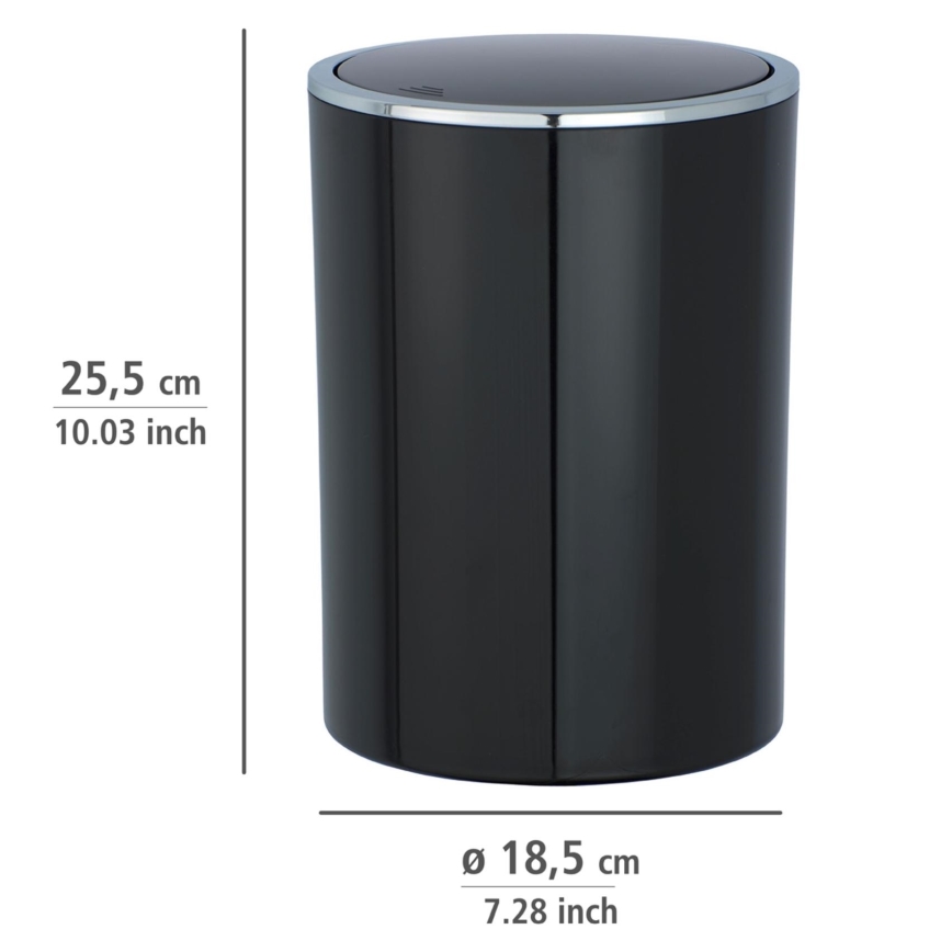 WENKO 22558100 - Papelera INCA 18,5x25,5 cm negra/cromo brillante