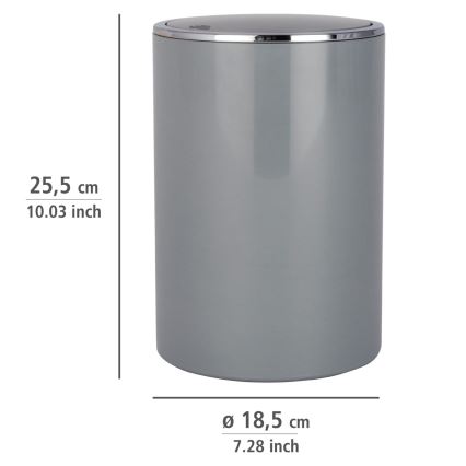 WENKO 22562100 - Papelera INCA 18,5x25,5 cm gris/cromo brillante