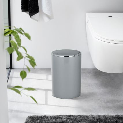 WENKO 22562100 - Papelera INCA 18,5x25,5 cm gris/cromo brillante