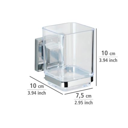 WENKO 22680100 -Vaso VACUUM-LOC QUADRO ED 7,5x10 cm plateado/cromo brillante/transparente
