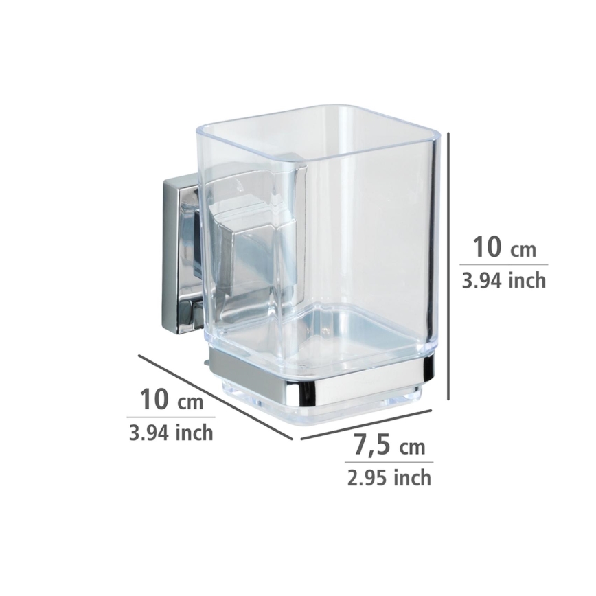WENKO 22680100 -Vaso VACUUM-LOC QUADRO ED 7,5x10 cm plateado/cromo brillante/transparente