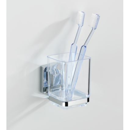 WENKO 22680100 -Vaso VACUUM-LOC QUADRO ED 7,5x10 cm plateado/cromo brillante/transparente