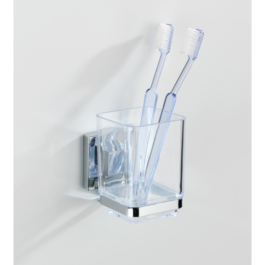 WENKO 22680100 -Vaso VACUUM-LOC QUADRO ED 7,5x10 cm plateado/cromo brillante/transparente