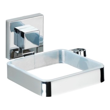 WENKO 22682100 -Soporte para secador de pelo VACUUM-LOC QUADRO ED 13,5x14 cm plateado/cromo