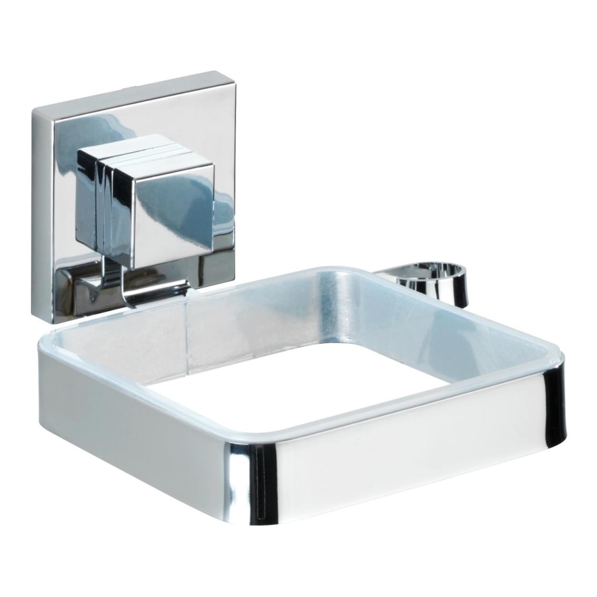 WENKO 22682100 -Soporte para secador de pelo VACUUM-LOC QUADRO ED 13,5x14 cm plateado/cromo