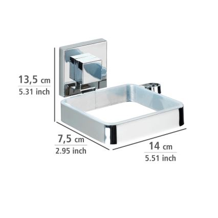 WENKO 22682100 -Soporte para secador de pelo VACUUM-LOC QUADRO ED 13,5x14 cm plateado/cromo