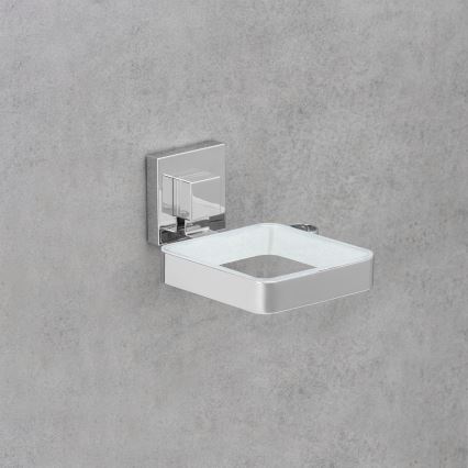 WENKO 22682100 -Soporte para secador de pelo VACUUM-LOC QUADRO ED 13,5x14 cm plateado/cromo