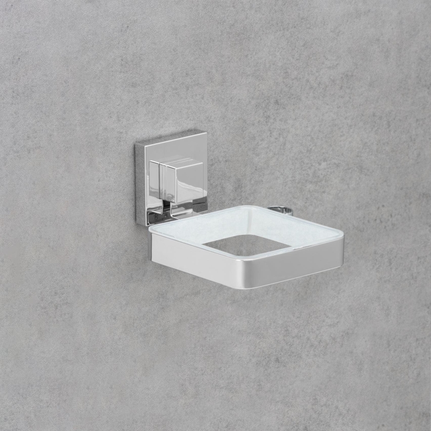 WENKO 22682100 -Soporte para secador de pelo VACUUM-LOC QUADRO ED 13,5x14 cm plateado/cromo