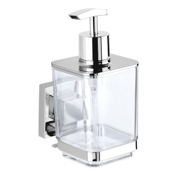 WENKO 22683100-Dispensador de jabón VACUUM-LOC QUADRO ED 7,5x16 cm plateado/cromado brillante