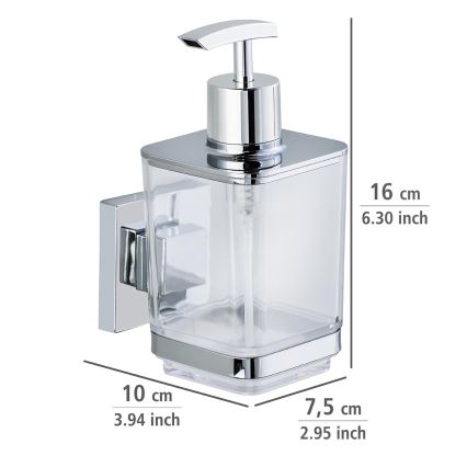 WENKO 22683100-Dispensador de jabón VACUUM-LOC QUADRO ED 7,5x16 cm plateado/cromado brillante