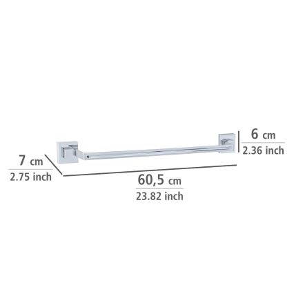 WENKO 22684100-Soporte para toallas VACUUM-LOC QUADRO ED 60,5x6 cm plateado/cromo brillante