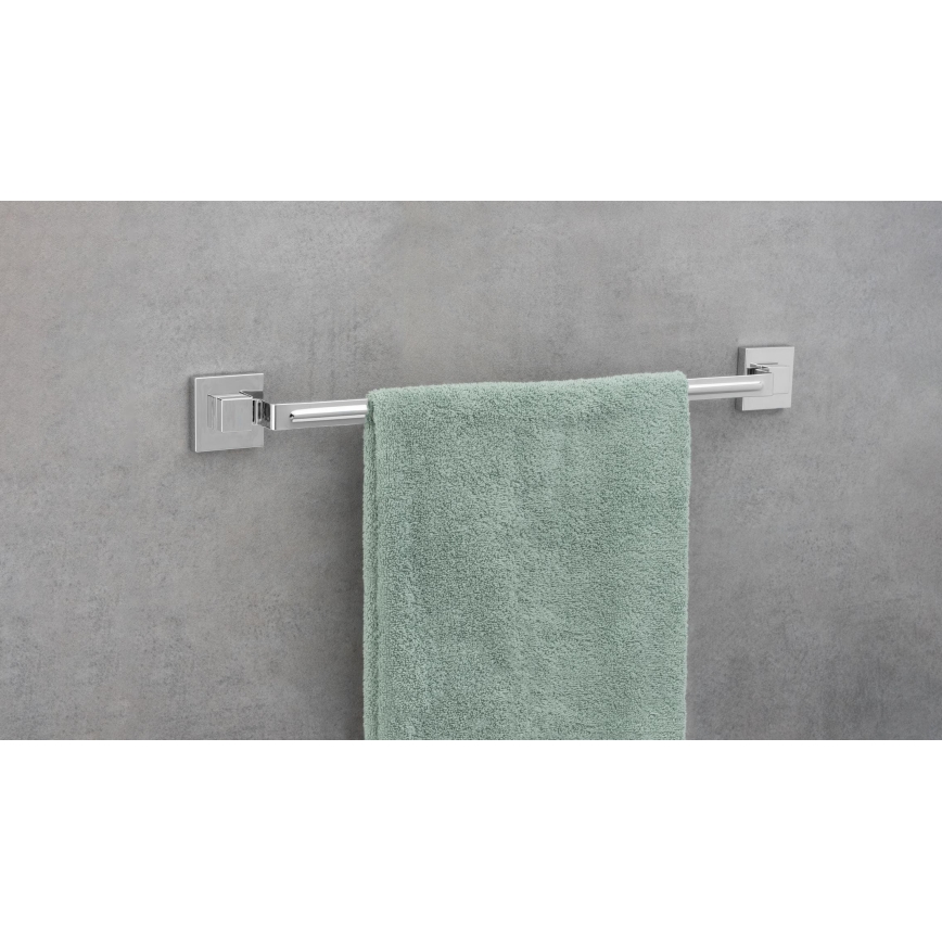 WENKO 22684100-Soporte para toallas VACUUM-LOC QUADRO ED 60,5x6 cm plateado/cromo brillante