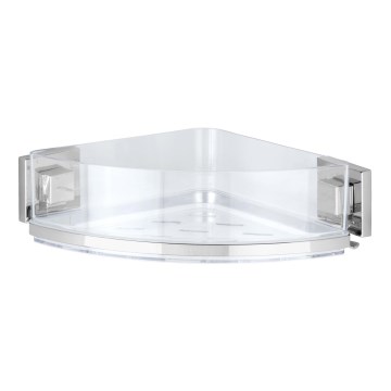 WENKO 22686100-Repisa de esquina VACUUM-LOC QUADRO ED 28x19,5 cm plateada/transparente