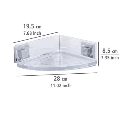 WENKO 22686100-Repisa de esquina VACUUM-LOC QUADRO ED 28x19,5 cm plateada/transparente