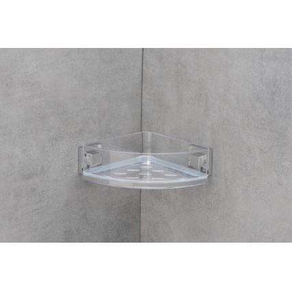 WENKO 22686100-Repisa de esquina VACUUM-LOC QUADRO ED 28x19,5 cm plateada/transparente