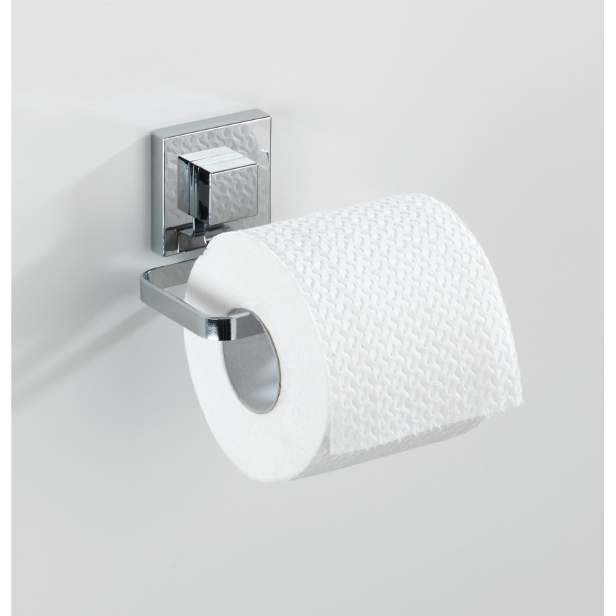 WENKO 22687100 - Portarrollos de papel higiénico VACUUM-LOC QUADRO ED 14x11 cm cromado brillante