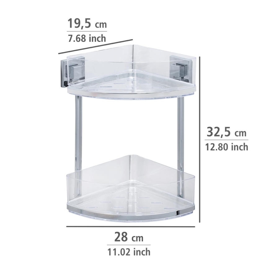 WENKO 22690100 - Estante de esquina VACUUM-LOC QUADRO ED 28 x 32,5 cm plateado/cromo brillante