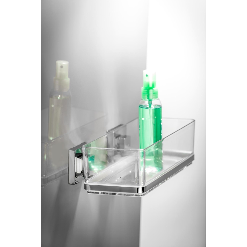 WENKO 22692100-Repisa VACUUM-LOC QUADRO ED 25,5x14 cm plateada/transparente