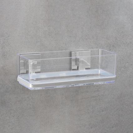 WENKO 22692100-Repisa VACUUM-LOC QUADRO ED 25,5x14 cm plateada/transparente