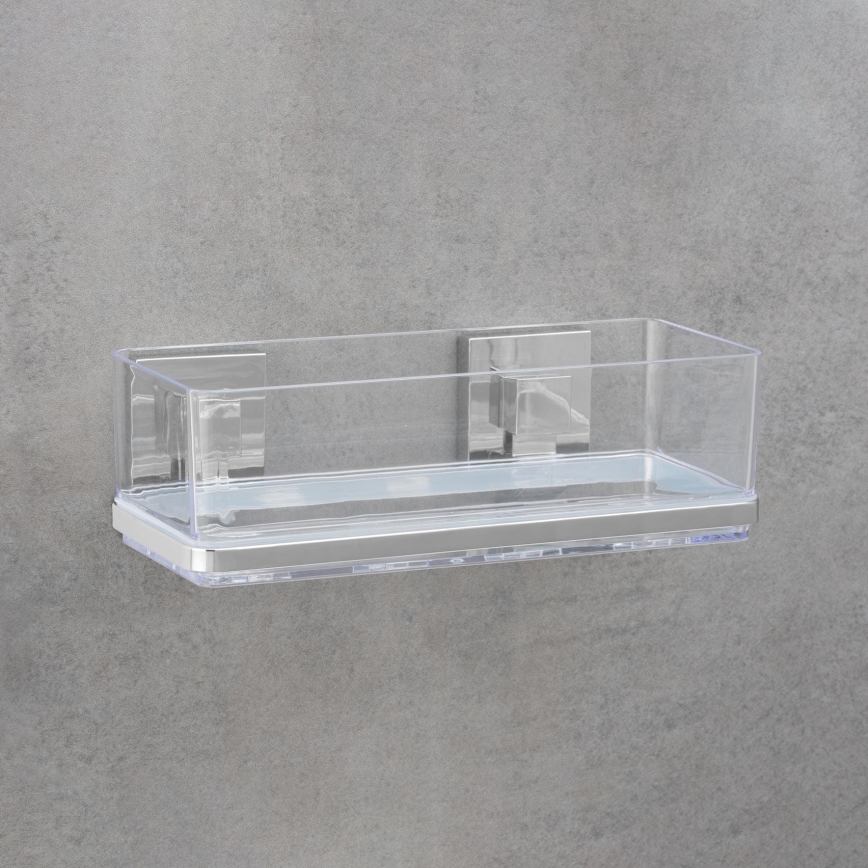 WENKO 22692100-Repisa VACUUM-LOC QUADRO ED 25,5x14 cm plateada/transparente