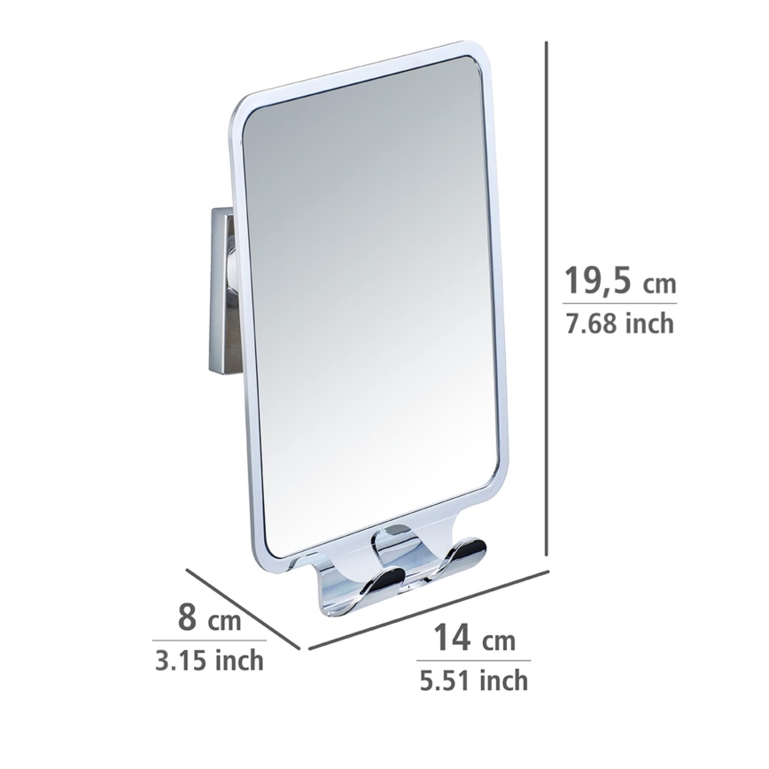 WENKO 22693100 - Espejo cosmético VACUUM-LOC QUADRO ED 14x19,5 cm, cromado brillante