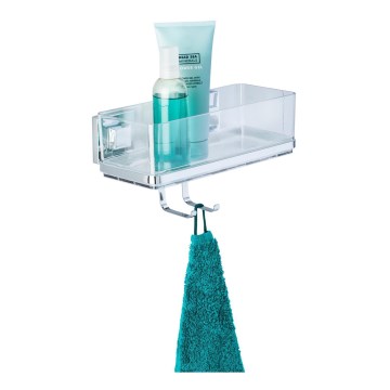 WENKO 22694100-Repisa VACUUM-LOC QUADRO ED 25,5x15 cm plateada/cromo brillante/transparente