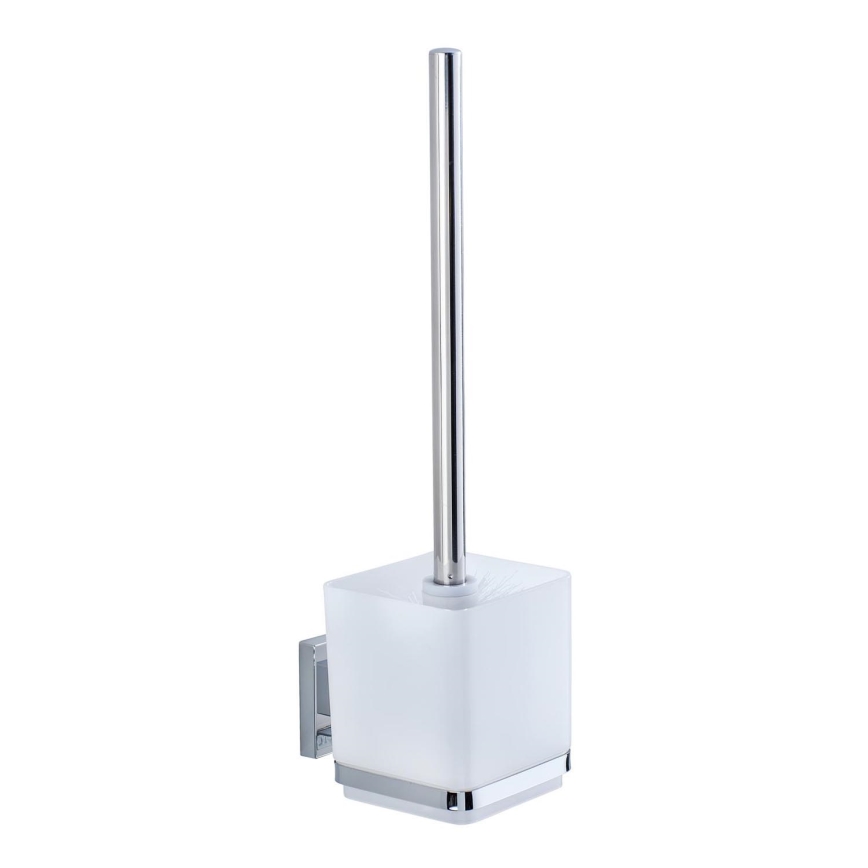 WENKO 22695100-WC cepillo de inodoro VACUUM-LOC QUADRO ED 9,5x37 cm plateado/cromo brillante/transparente