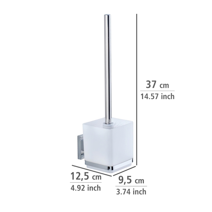 WENKO 22695100-WC cepillo de inodoro VACUUM-LOC QUADRO ED 9,5x37 cm plateado/cromo brillante/transparente