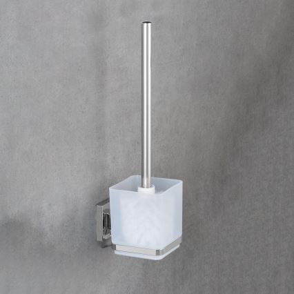 WENKO 22695100-WC cepillo de inodoro VACUUM-LOC QUADRO ED 9,5x37 cm plateado/cromo brillante/transparente