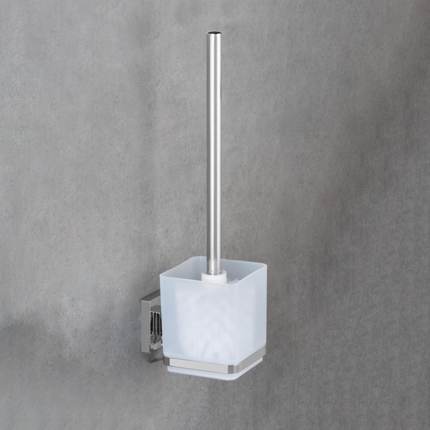 WENKO 22695100-WC cepillo de inodoro VACUUM-LOC QUADRO ED 9,5x37 cm plateado/cromo brillante/transparente