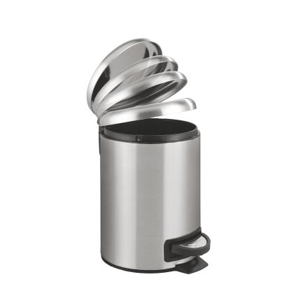 WENKO 22702100 - Cubo de basura LEMAN 17x25 cm acero inoxidable/satinado/negro