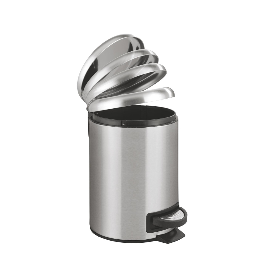 WENKO 22702100 - Cubo de basura LEMAN 17x25 cm acero inoxidable/satinado/negro