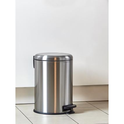 WENKO 22704100 - Papelera LEMAN 30,5x44 cm acero inoxidable/satinado/negro