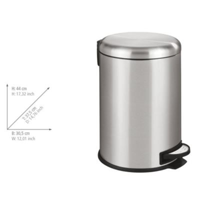WENKO 22704100 - Papelera LEMAN 30,5x44 cm acero inoxidable/satinado/negro