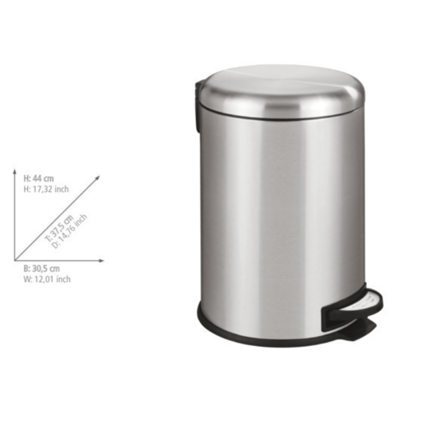 WENKO 22704100 - Papelera LEMAN 30,5x44 cm acero inoxidable/satinado/negro