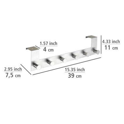 WENKO 22804100-Perchero CELANO 39x11 cm acero inoxidable/plateado