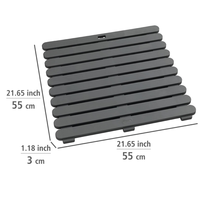 WENKO 22947100 - Alfombrilla de ducha para interior y exterior 55x55 cm, gris