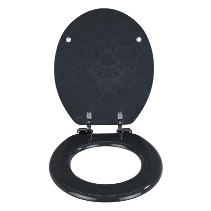 WENKO 22977100-Asiento de inodoro BELLEVUE 35,5x42,5 cm antracita/plata