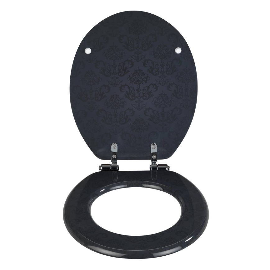 WENKO 22977100-Asiento de inodoro BELLEVUE 35,5x42,5 cm antracita/plata