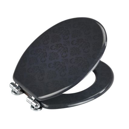 WENKO 22977100-Asiento de inodoro BELLEVUE 35,5x42,5 cm antracita/plata