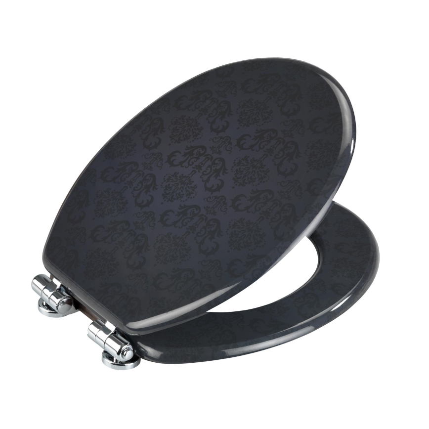WENKO 22977100-Asiento de inodoro BELLEVUE 35,5x42,5 cm antracita/plata