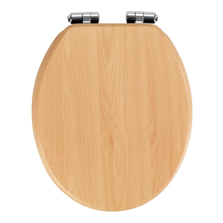 WENKO 22979100-WC asiento de inodoro Haya natural 35,5 x 42,5 cm marrón/plateado