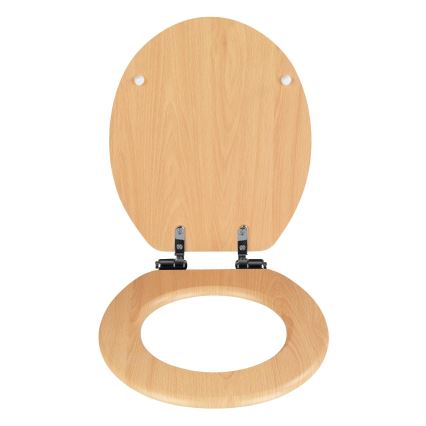 WENKO 22979100-WC asiento de inodoro Haya natural 35,5 x 42,5 cm marrón/plateado