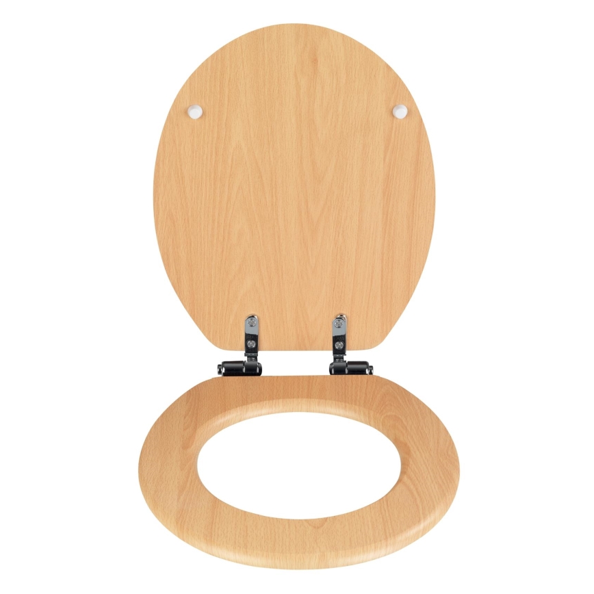 WENKO 22979100-WC asiento de inodoro Haya natural 35,5 x 42,5 cm marrón/plateado