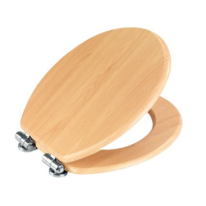 WENKO 22979100-WC asiento de inodoro Haya natural 35,5 x 42,5 cm marrón/plateado