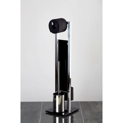 WENKO 22983100 - Cepillo de inodoro RIVALTA 18x70 cm acero inoxidable/plateado/negro